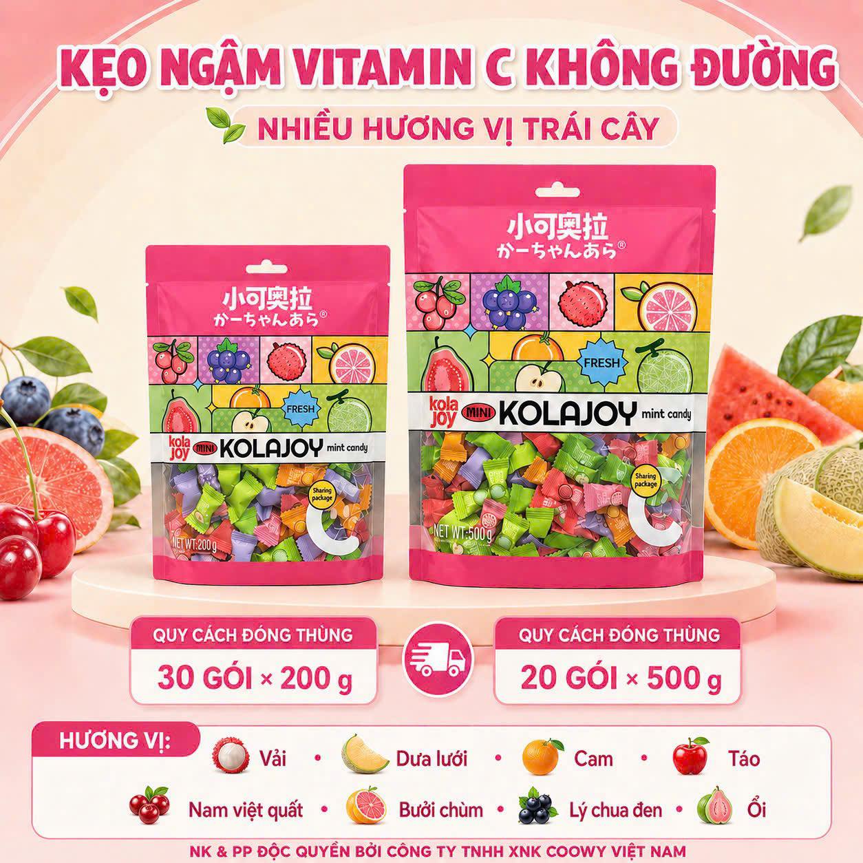 Kẹo C Kolajoy - Xiaokeola Mix 8 vị Gói 200g